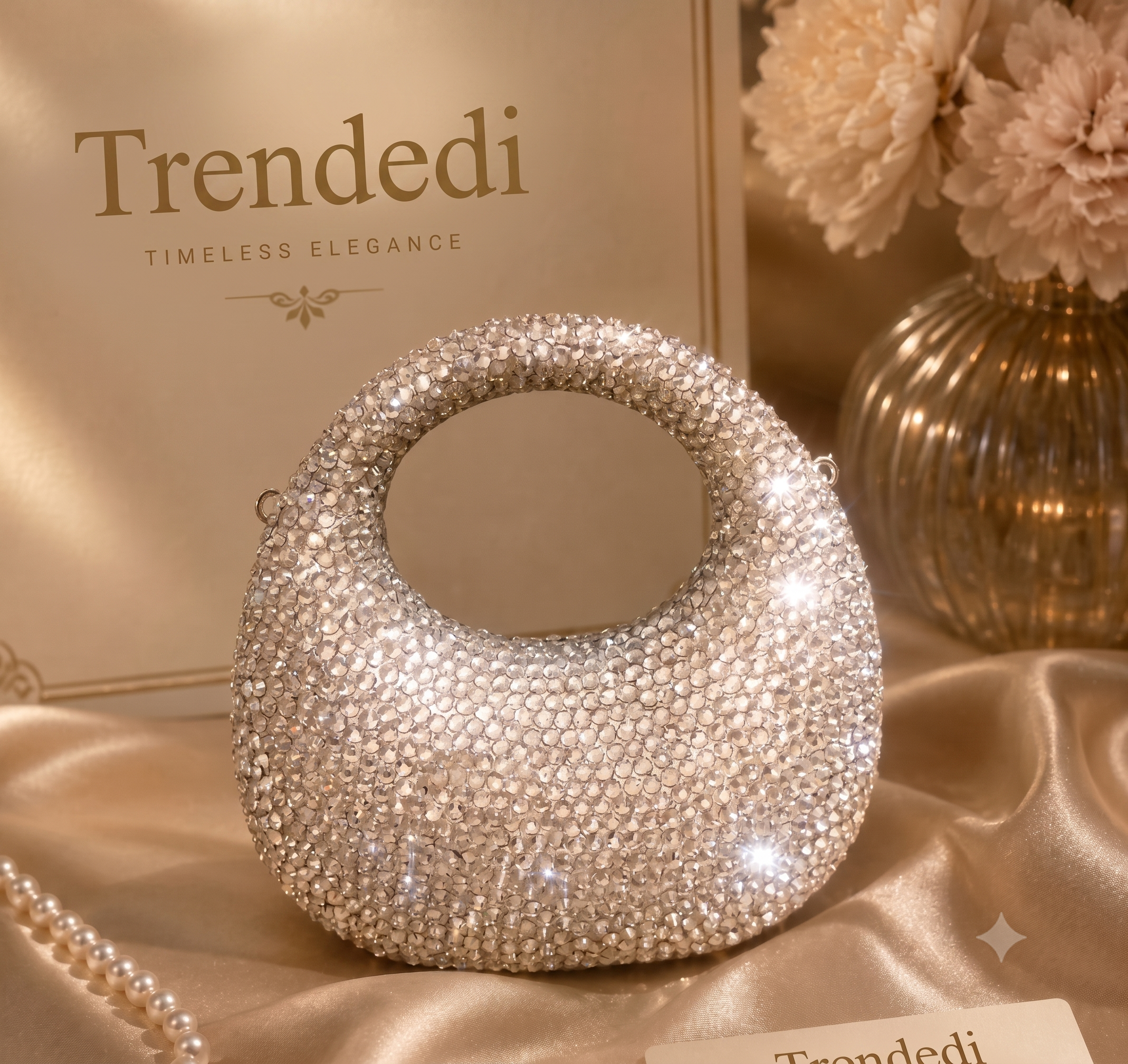 Hand Made Trendedi Royal Crystal Emblem Handbag