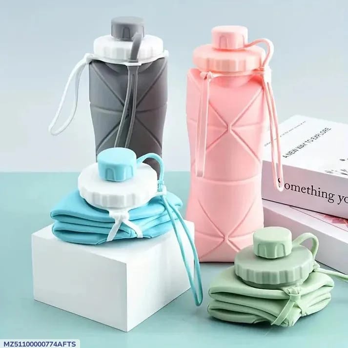 Foldable Silicone Water Bottle 600ml Multicolour
