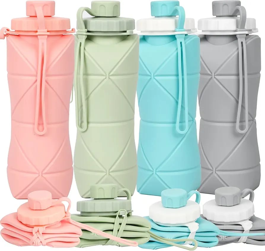 Foldable Silicone Water Bottle 600ml Multicolour