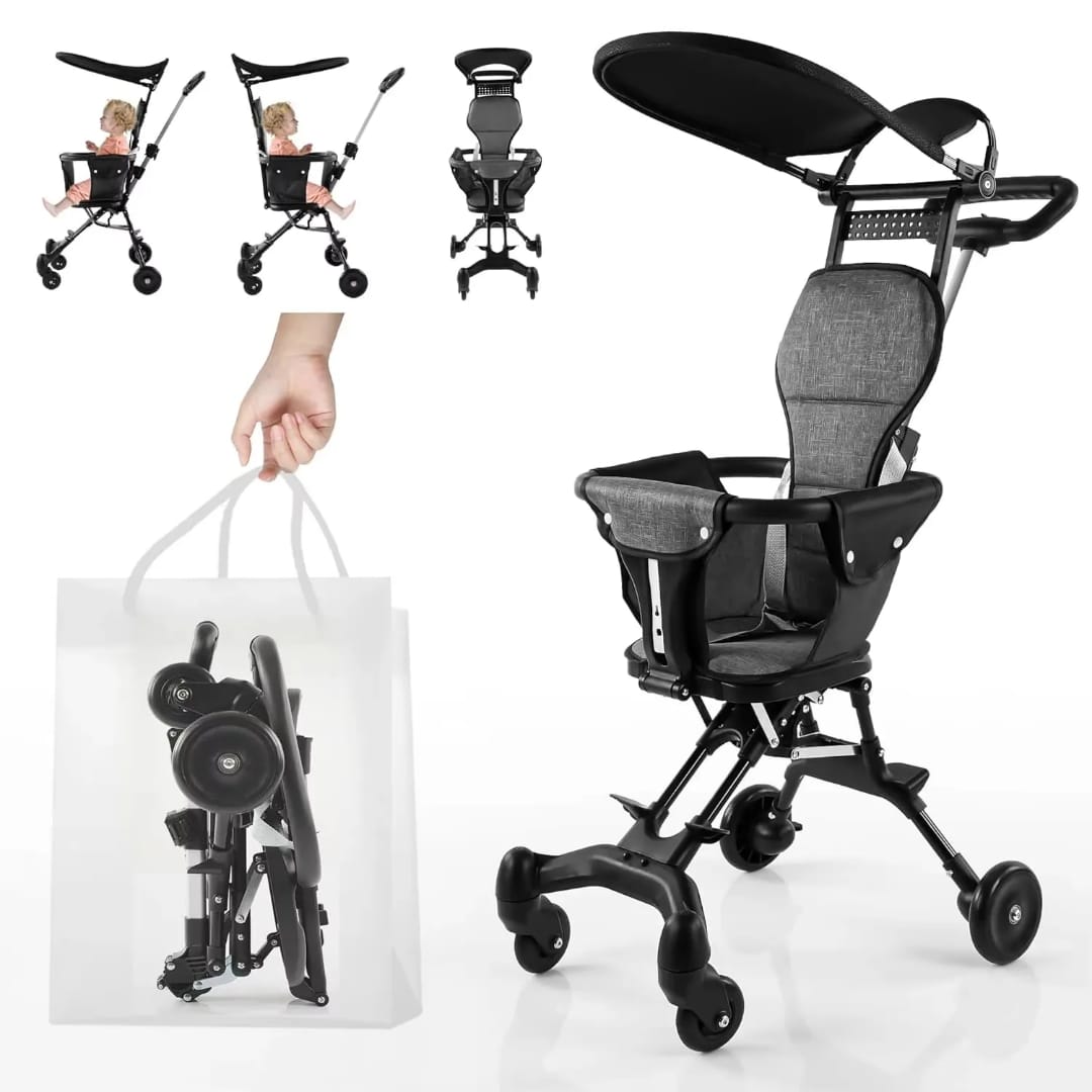 Ultra Compact Foldable Baby Stroller with Sun Canopy & Safety Belt