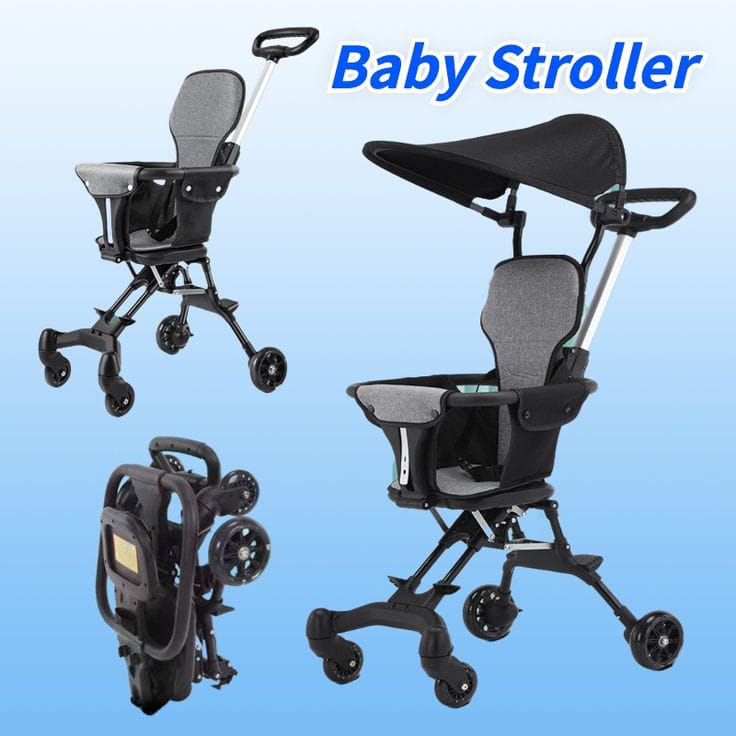 Ultra Compact Foldable Baby Stroller with Sun Canopy & Safety Belt