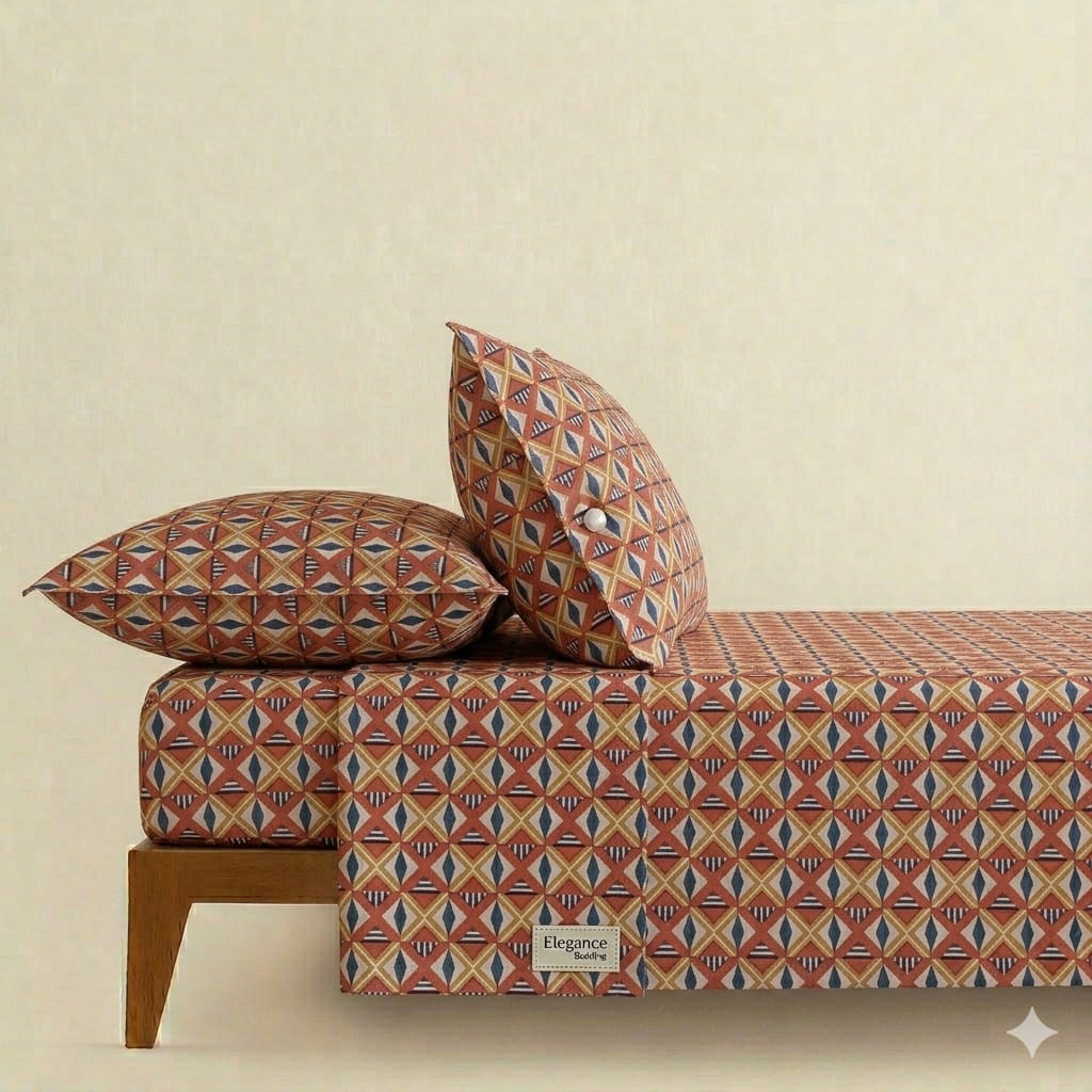 Cotton Geometric Print Bedsheet