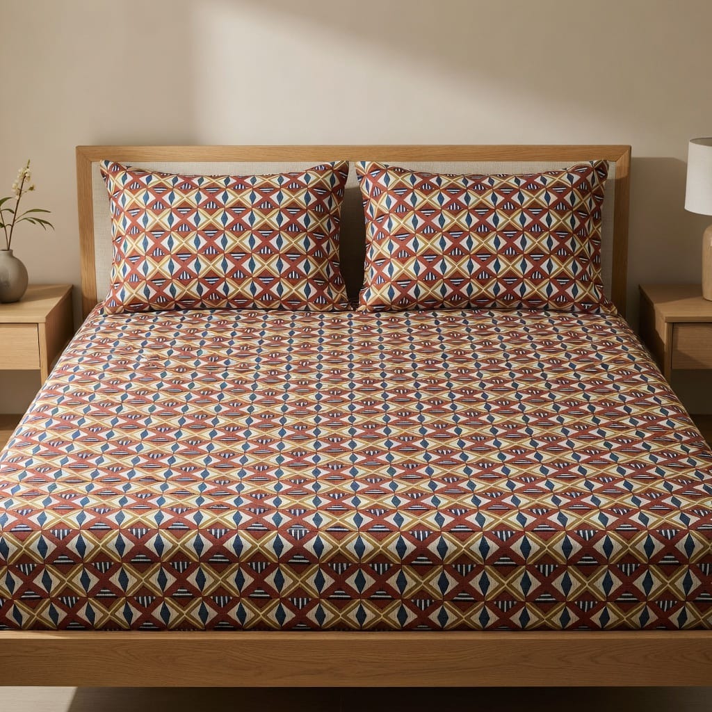 Cotton Geometric Print Bedsheet