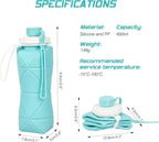 Foldable Silicone Water Bottle 600ml Multicolour